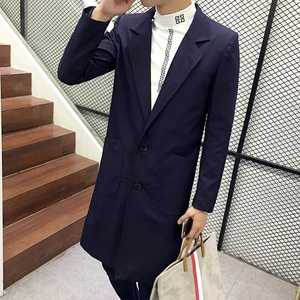 春秋男士中长款休闲百搭中长款风衣潮 B358-F07-P75加绒P85图片
