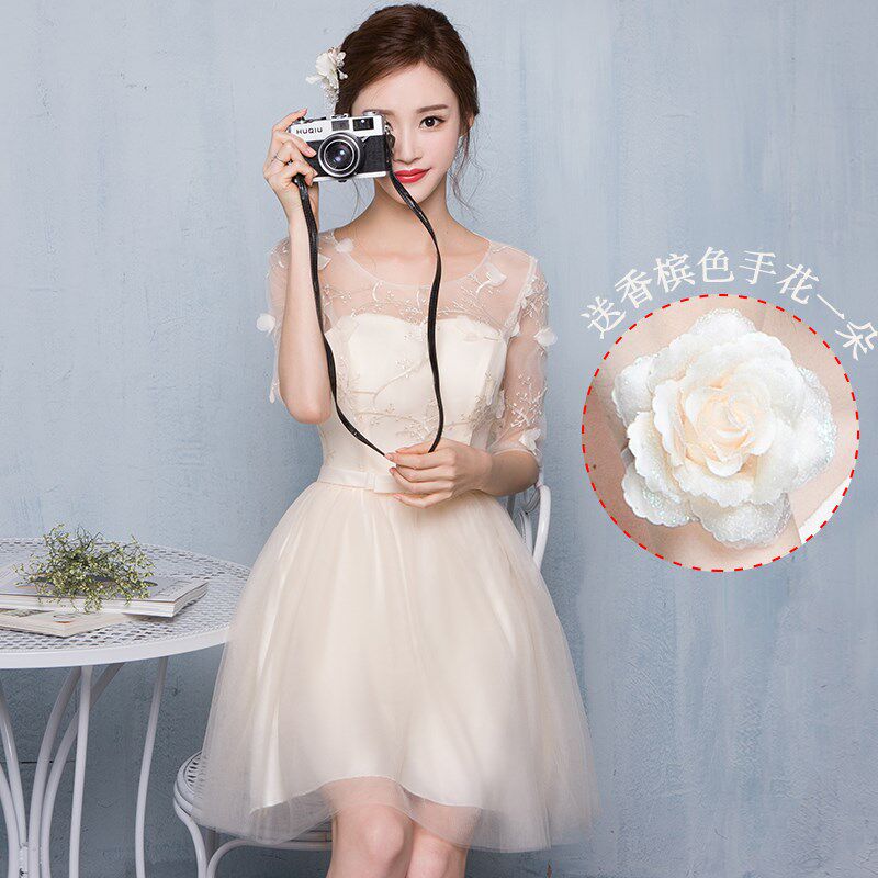 伴娘香槟色新款短款香槟灰色装主持人晚裙礼服女长款小礼服礼服|ruв категории Женская одежда, Cвадебные платья, платье/вечернее платье - от Buy2taobao.com для оказания профессиональной услуги покупки агента Taobao