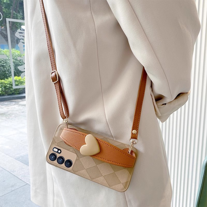 适用OPPO手机硅胶菱格棕底防摔壳