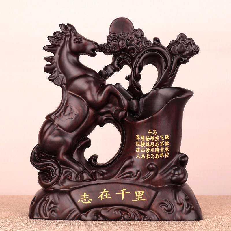 黑檀木雕笔筒摆件生肖木质笔筒办公室桌面实木创意毕业礼物送恩师