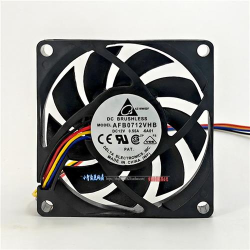 AFB0712VHB 12V 0.55A 7015 7厘米 CPU4线 温控机箱散热风扇