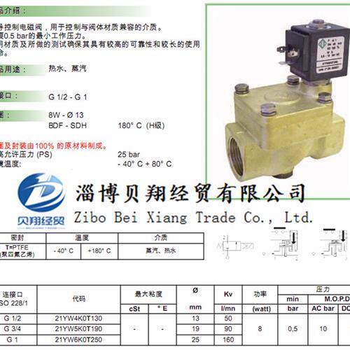意大利电磁阀常闭两位两通蒸汽阀21YW4K0T130 AC230V现货