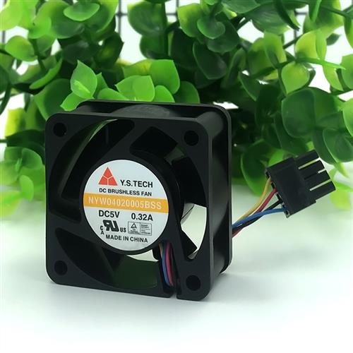 Y.S.TECH 4020双滚珠散热风扇 5V 0.32A NYW04020005BSS 4线PWM