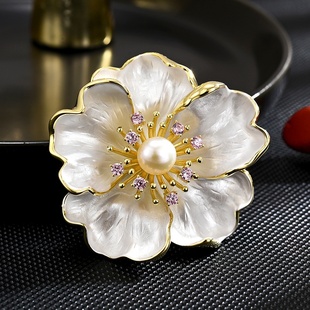 花朵胸花代发 大气重工高档女精致淡水珍珠牡丹花胸针别针时尚