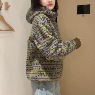 百搭拉链开衫 2025冬季 奥利绒加厚连帽外套女装 时尚 上衣 绿点点经典