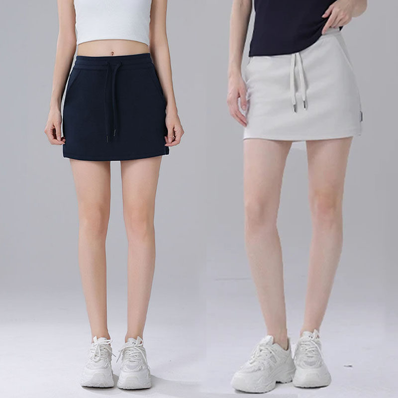 2025夏季运动短裙女时尚简约百搭纯色A字半身裙防走光遮胯显瘦潮