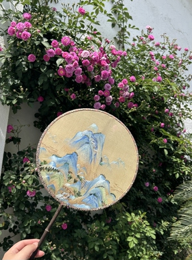 花鸟牡丹玉兰缂丝纯手工团扇