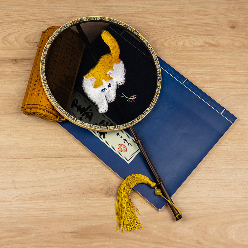 苏绣手工双面异色经典猫咪收藏汉服自用可送礼台屏古风摄影道具