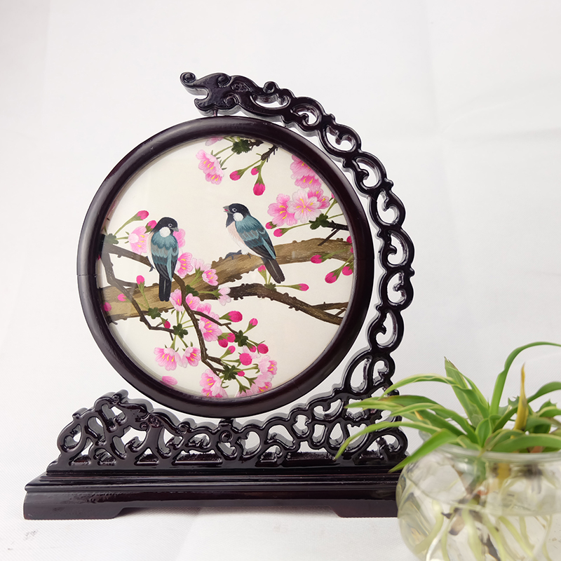 双面刺绣手工龙头架摆件