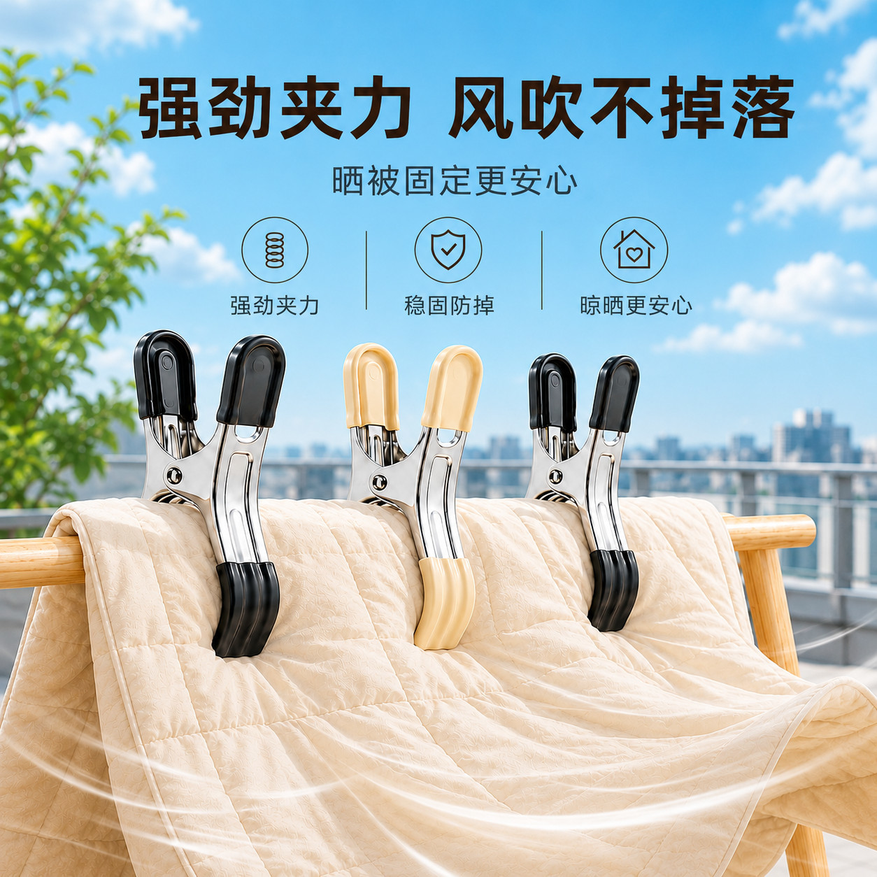 文丽大号无痕防风无痕衣夹被夹晒被子晾衣夹夹袜子晾衣服床单夹子图片
