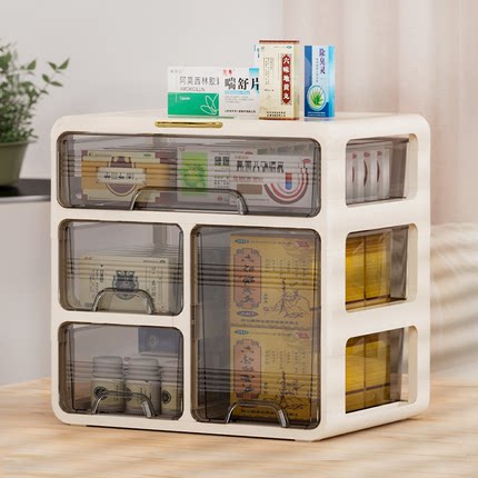 药箱家庭装抽屉式大容量药品药物收纳柜家用医疗小药盒药筐急救盒