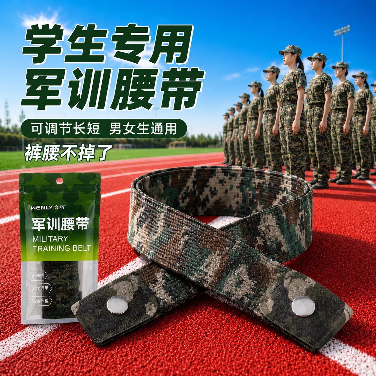 2026新款军训腰带学生开学用弹性编织宽腰带男女生通用松紧裤腰带