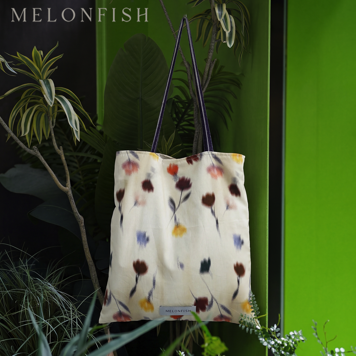 【印象之花】MELONFISH春夏透气棉花卉印花帆布包轻便高级感百搭