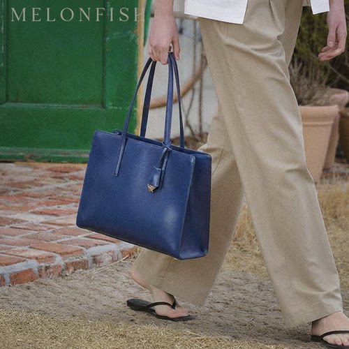 Melonfish高级感律师真皮托特女通勤大容量电脑包单肩包简约百搭
