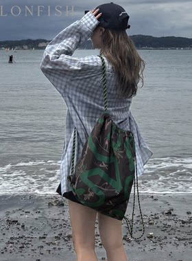 MELONFISH防水抽绳双肩包女款