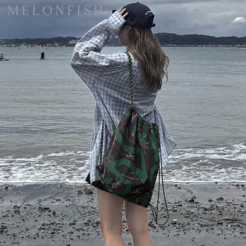MELONFISH防水抽绳双肩包女款