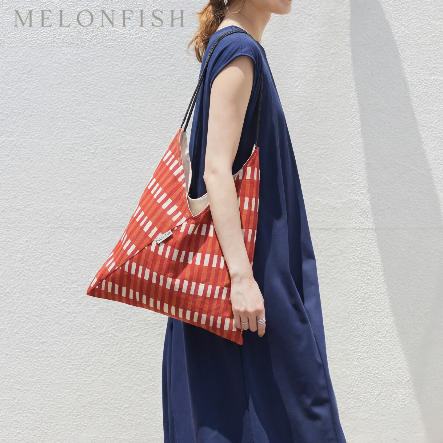 MELONFISH春季新款日本进口纯棉红色帆布包大容量单肩出行文艺