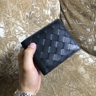 经典b1V短款真皮手工编织钱包对折钱夹男女情侣小钱包卡片夹卡套