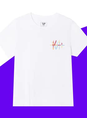 Lee女装2022夏刺绣101白色纯棉T恤打底衫LWT0025263RT00F-K14000