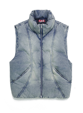 Lee商场同款2025冬复古做旧牛仔羽绒马甲LUT011278204561-A09360