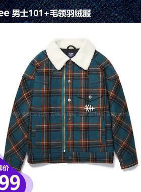 Lee男装毛领加绒加厚保暖格子羽绒服外套LMT006324201736-A03037