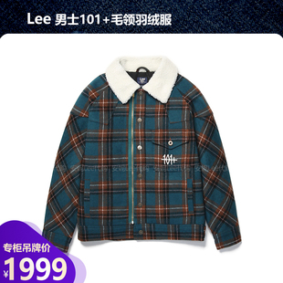 Lee男装 A03037 毛领加绒加厚保暖格子羽绒服外套LMT006324201736