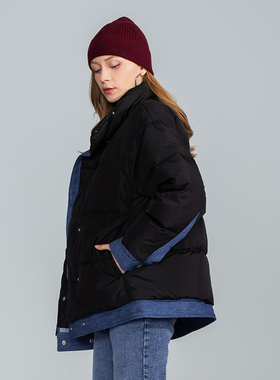 Lee2022冬季加厚羽绒服外套牛仔拼接黑LWT0042344UC00F-K11000