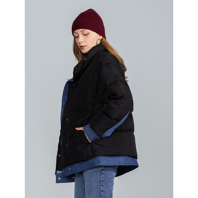 Lee休闲牛仔中长款立领牛仔拼接