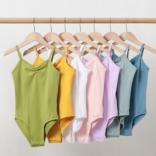 儿童吊带舞蹈服专业纯棉女童考级形体连体幼儿芭蕾中国舞练功服装