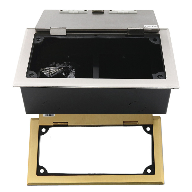 双86型面板开启式地插配件加厚纯铜盖板不锈钢框架底盒模块地插座