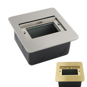 304不锈钢银色地插三位空壳体多功能HDMI网线音频单开门地面插座