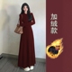 连衣裙女显瘦长裙 长款 新年战衣 棉加绒加厚安卡拉红修身