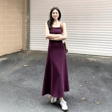 【棉高品质】紫色无袖吊带连衣裙女夏修身收腰显瘦气质包臀长裙