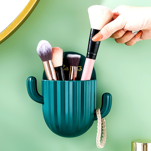 可爱壁挂梳妆台放梳子粉笔化妆笔眉笔收纳筒洗漱台挂墙式置物架子