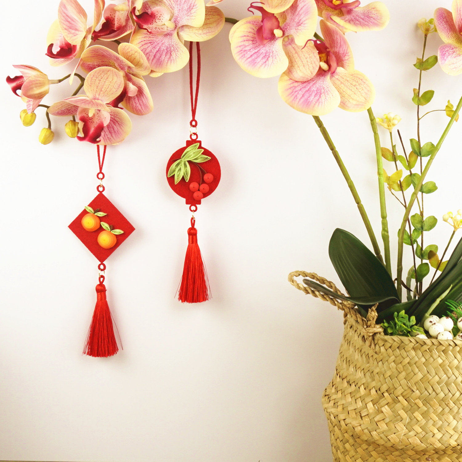 diy衍纸手工新年春节新春吊牌挂饰不织布挂件装饰布置用品材料包