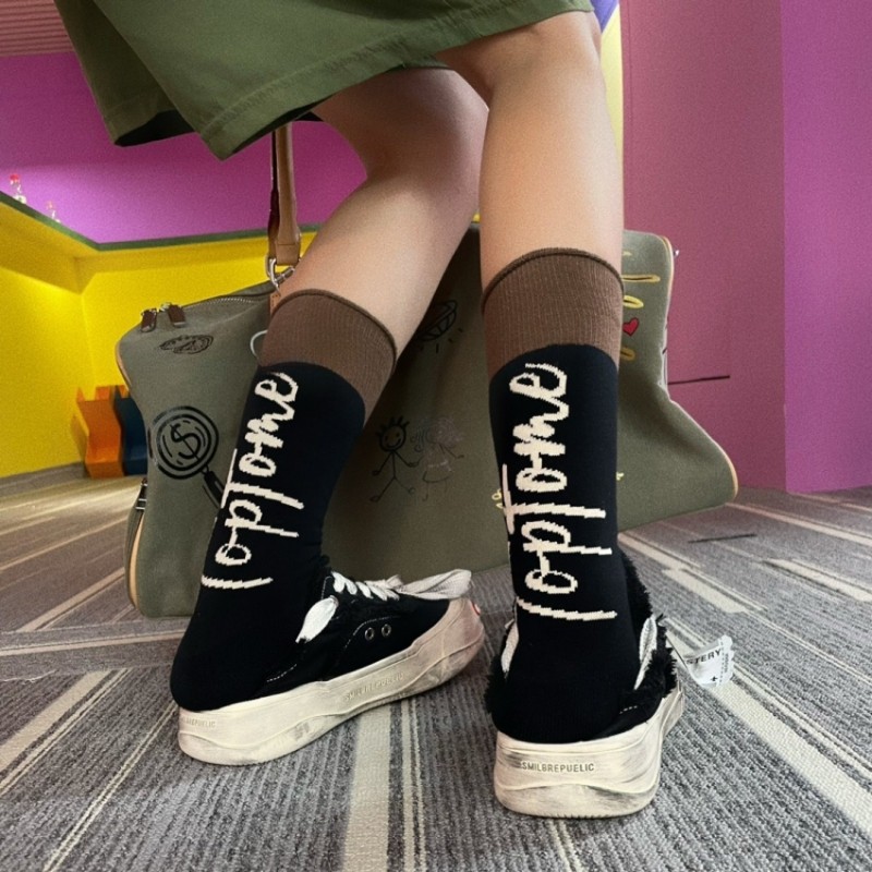 2023新款欧货袜子男女潮袜小众网红后跟拼色字母高级毛巾底中筒袜,运动包/户外包/配件,运动袜,淘宝优惠券,粉丝福利购,淘宝优惠卷