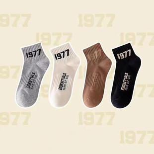 23SS潮牌FOG字母1977袜子男女中筒春夏季棉袜FG富贵运动低帮短袜