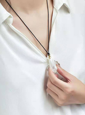 精油瓶天然白水晶磁场女吊坠