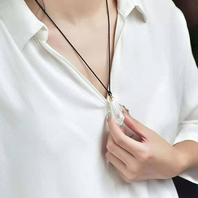 精油瓶天然白水晶磁场女吊坠