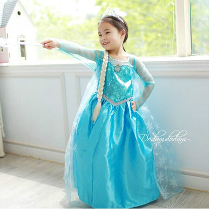 童裙冰雪奇缘卡通印花连衣裙子女童网纱公主裙儿童演出服cosplay