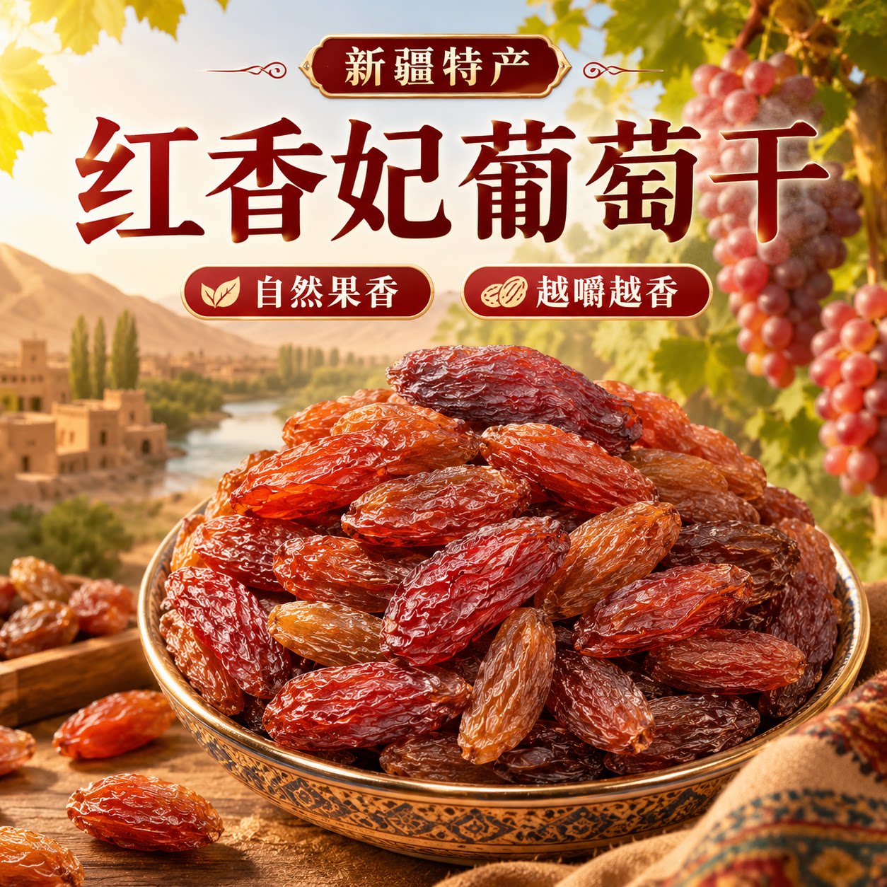 红香妃葡萄干新疆特产提子干水果干果颗颗饱满有嚼劲休闲零食软糯