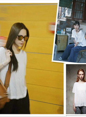 小喜家Hanes x Karlal早秋阿娇美式松驰感100%亚麻宽松短袖T恤