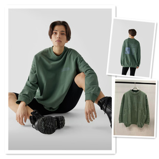 24秋冬 NINE 复古绿做旧柔软加绒卫衣 小喜家 ING 国内现货