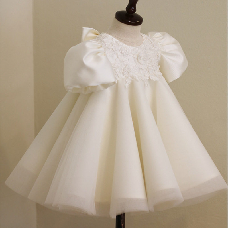 宝宝周岁礼服韩版高腰连衣裙婴儿生日婚纱洋气花童公主裙蓬蓬纱春