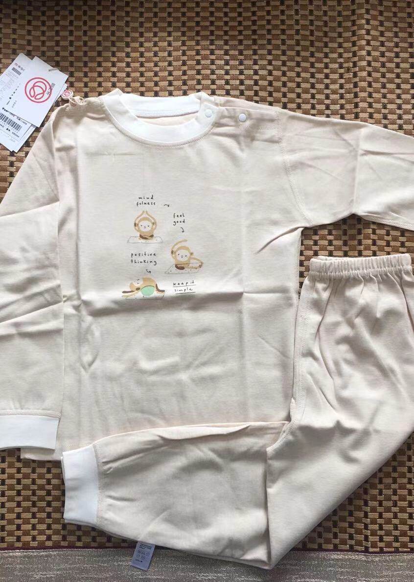显丹木新款儿童莱卡内衣套装男女小中童装秋冬洋气纯棉家居服猴子