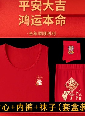 男童红背心儿童本命年内衣袜子12中大童13岁女童纯棉无袖内衣属马