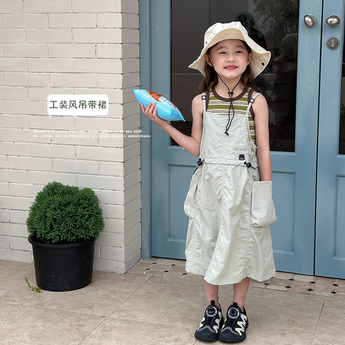 Ambb艾摩贝贝女童2024夏季新品儿童工装吊带裙