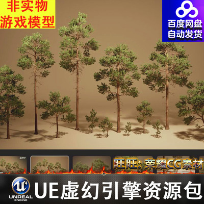 UE5写实云杉松树红衫植物植被枯木树木松针树苗Foliage VOL.2