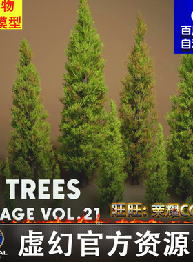 UE5.1写实柏树灌木树木植被植物松树FBX Foliage VOL.21