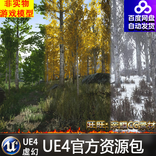 虚幻UE4四季森林场景素材Scanned Poplar and Aspen Forest